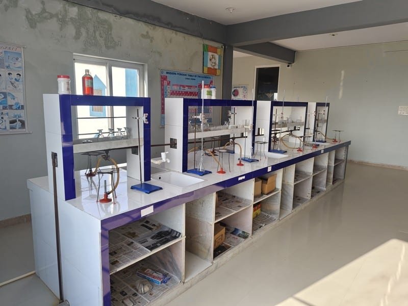 Chemistry laboratory glassware and reagents at Dunes Academy