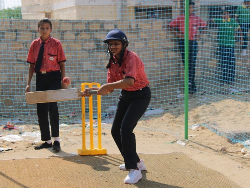 Cricket practice nets at Dunes Academy sports ground Phalodi