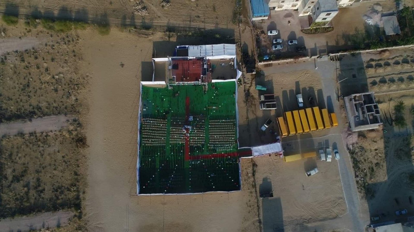 Aerial view of Dunes Academy campus — residential CBSE school in Phalodi Rajasthan
